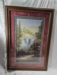 Vtg Home Interiors Sambataro Water Wheel Mill Pink Floral Framed Picture 16 x 24 - Picture 1 of 8