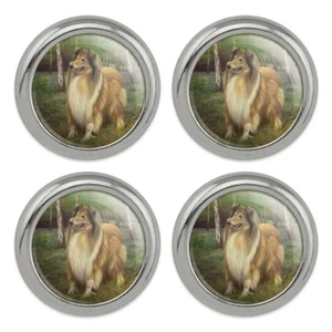 Collie Dog in the Woods Metal Craft Sewing Novelty Buttons - Set of 4 - Picture 1 of 5