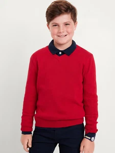 Old Navy Sweater Boys XL RED Long Sleeve 100% Cotton Solid V Neck NWT - Picture 1 of 3