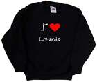I Love Heart Lizards Kids Sweatshirt