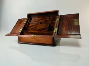 Victorian writing desk in precious oak wood and secret compartments, 1890s - Imagen 1 de 12