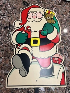 1997 Impact Plastics Yard Art Santa On Roof W/Sack Christmas sign - 15”+ x 25”+ - Picture 1 of 8
