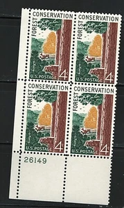 #1122 1958 bloque de conservación de 4 centavos de 4 MNH con placa# - Imagen 1 de 1