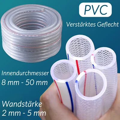 PVC Schlauch + Gewebeschlauch Druckluftschlauch Wasserschlauch klar transparent - Bild 1 von 4