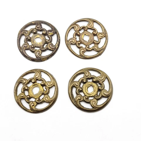 4 Vintage Brass Back Plates Hardware for Drawer Drop Pulls Replacement Salvage Cover