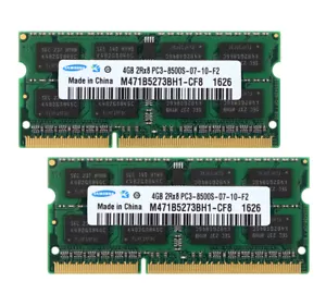 Lot Samsung 8GB 4GB 2RX8 DDR3 1066MHz PC3-8500S PC8500 SO-DIMM Laptop RAM Memory - Picture 1 of 8