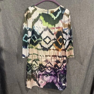 Vestido Ali Ro Anthropologie Para Mujer 6 Cambios Forrado Abstracto Artístico Tribal Boho Seda Foto 1 de 4