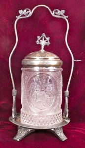 Pickle Castor Little River Silverplate Frame Sandwich Glass EAPG Antique Beauty - Picture 1 of 12
