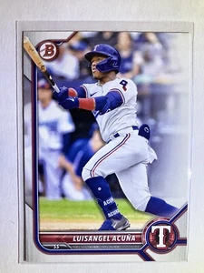 2022 Bowman Borrador Base de Papel #BD-159 Luisangel Acuña - Texas Rangers - Imagen 1 de 2