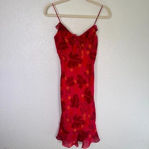 Express Y2K Dress Womens 1/2 Hawaiian Floral Summer Slip Sundress Midi Vintage - Picture 1 of 10