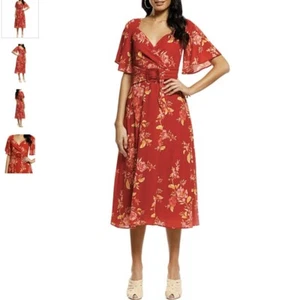 Pasduchas Splendour Midi Wrap Dress in Cherry Sz 14 New With Tags RRP $289 - Picture 1 of 8