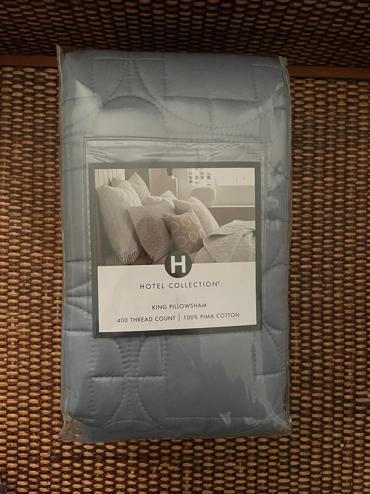 Hotel Collection Deco King Pillow Sham Quilted Tide Blue Bedding