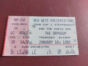 Steppenwolf Guess Who 1986 Concert Ticket The Orpheum Vancouver Canada - Bild 1 von 2
