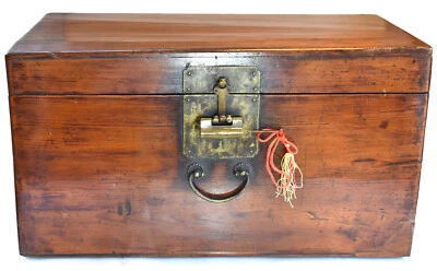 Rare 19th C - Red Lacquered - Korean Wedding Box - Padlock - Brass - Old Repairs - Image 1 of 4