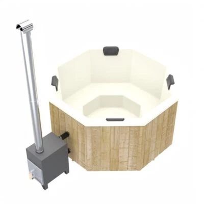 Badezuber Hot Tub Badetonne f. 7 Personen 2 x 2 m GFK Einsatz mit o. ohne Ofen - Bild 1 von 4