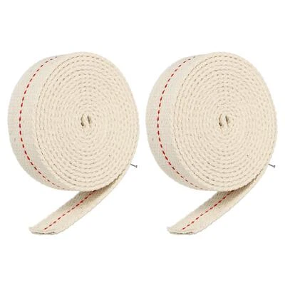 Algodón Aceite Lámpara Mecha 1" Ancho 2 Metros Largo con Roja Puntada, 2 Rollos - Imagen 1 de 4