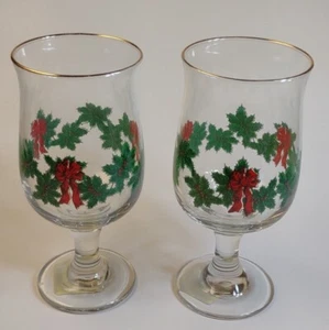 2 vasos de Navidad vintage Libbey acebo y baya navideñas - Imagen 1 de 4