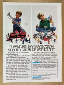 Playmobil Bomberos y Juegos Espaciales 1983 Anuncio Impreso Vintage - Imagen 1 de 1