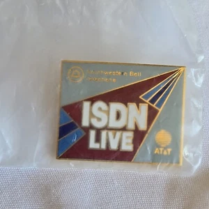 Vtg AT&T Southwestern Bell Telephone ISDN LIVE Technology Gold Tone  Pin ATT - Picture 1 of 4