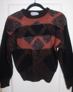 Ellen Tracy vintage woollen knit Size 12, lurex thread, browns, made in AUS - Picture 1 of 6