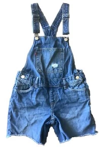 Levis Jeans Girls 10 Two Horse Brand Blue Overalls Bibs Distressed Shorts EUC - Picture 1 of 9