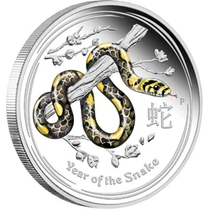 Australia 2013 Year of Snake 50c Pure 1/2 Oz Silver Colored Proof Coin Mint - Picture 1 of 4