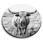 Round MDF Magnets - BW - Texas Longhorn Cow Cattle #39229