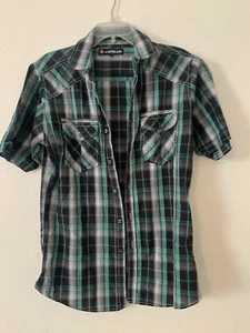Airwalk Men’s S/S Black/white/green Plaid Button Up Size M - Picture 1 of 4