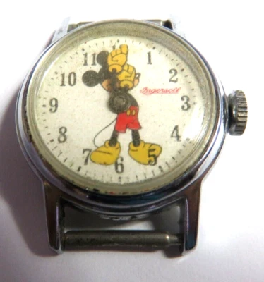 Винтажные механические заводные часы Ingersoll с Микки Маусом - без ремешка, НЕ РАБОТАЮТ - Изображение 1 из 3