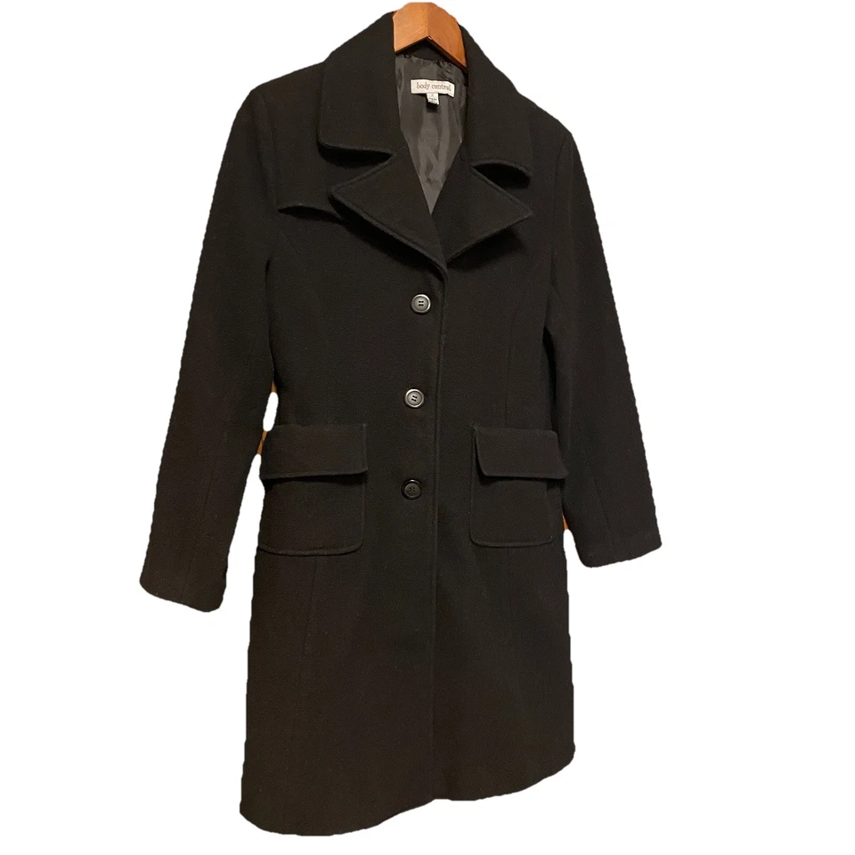Abrigo Body Central para mujer negro mezcla de lana longitud media talla pequeña SKU 085 Foto 1 de 4