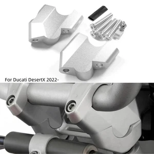 For DUCATI DESERT X Motorcycle Handlebar Riser Drag Clamp Extend Adapter Silver - Picture 1 of 9