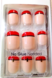 IMPRESS NAILS PRESS ON SHORT - Shiny Red French School Spirit - Picture 1 of 3