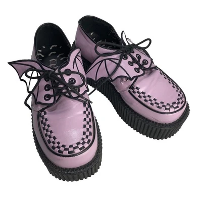 Demonia Creepers Women's 8 Batty Bar Wing Purple Lavender 3” Platform Shoes Goth - Image 1 of 4