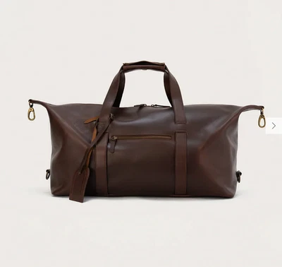 Vintage Brown Handmade Leather Duffle Bag - Image 1 of 4