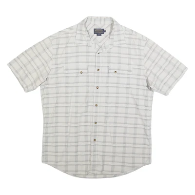 PENDLETON Mens White & Grey Check Shirt L Cotton Blend Short Sleeve Casual - Image 1 of 4