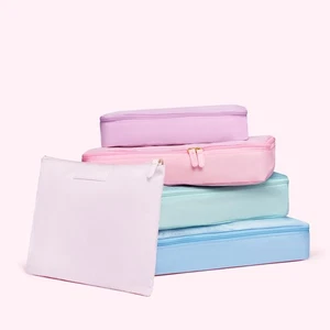 $108 Stoney Clover Lane Zipper Mesh Packing Cubes Set of 5 Pastel Pink Pouch Bag - Picture 1 of 6