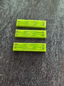 Lego (x3) 2431pb0616, Lime Green Tile 1x4, Greem Wood Grain, 4 Screws (41335) - Picture 1 of 1