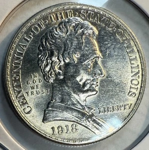 1918 Lincoln Commem Half Dollar - Choice BU - Great Eye Appeal - (27-7/ILR) - Picture 1 of 3