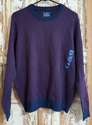 Men's Stafford Crew Neck Wool Blend Sweater Soft Touch - Navy/Plum - Size Large - Image 1 of 4