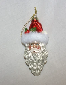 Spitz lockig bärtig Santa Weihnachtsschmuck "FELL" getrimmt Mütze Glitzer 4,5" - Bild 1 von 2