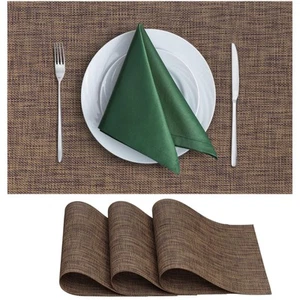 Vinyl Placemats Set of 4 - Heat Resistant, Wipeable, Classic - Indoor & Outdo... - Picture 1 of 8