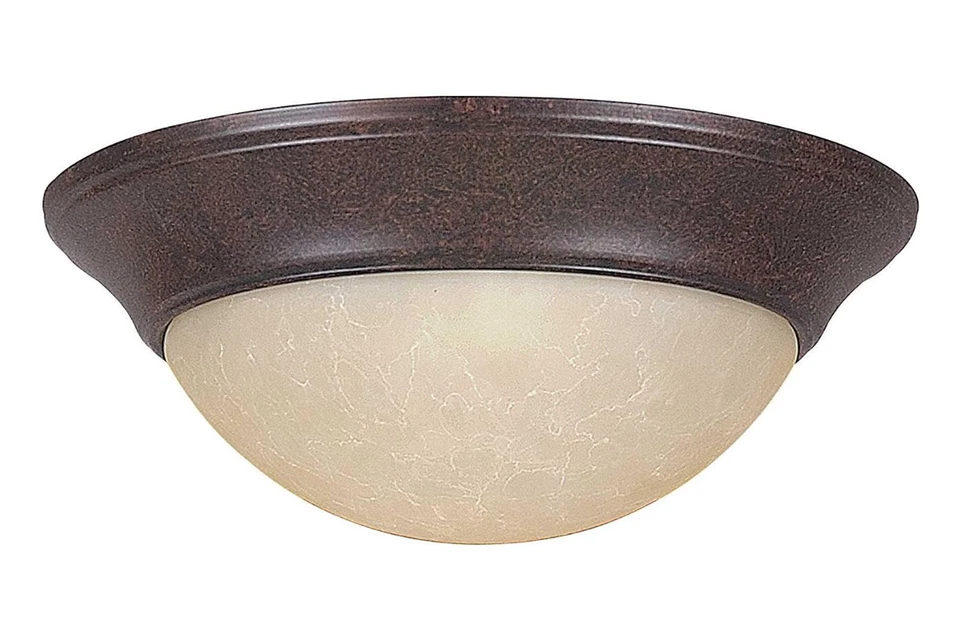 Sunset Lighting 12" Flush Mount w/ Tea Stained Glass, Rubbed Bronze Finish F7150 - Image 1 of 1