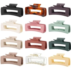 12 Pcs Large Square Hair Claw Clips for Women, 4.3-Inch Matte Multicolor 1 - Picture 1 of 7