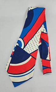 California Tie Shops Mod Retro Necktie Red White Blue MCM Hollywood LA 5" Wide - Picture 1 of 3