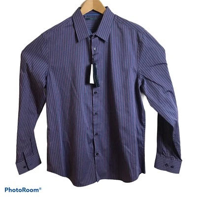 Camisa Perry Ellis Para Hombre Grande Elegante Essentials Manga Larga Azul Rayas $79.50 Foto 1 de 4