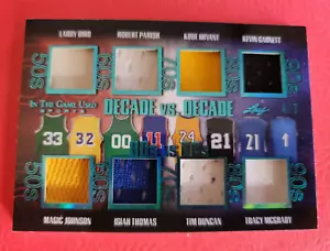 KOBE BRYANT LARRY BIRD MAGIC JOHNSON TIM DUNCAN MCGRADY 8 JERSEY CARD #d4/7 LEAF - Picture 1 of 3