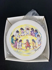 "Cuatro posavasos de piedra arenisca De Gracia 4"" redondos y pintados a mano" - Imagen 1 de 5