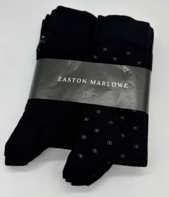 Easton Marlowe Calcetines de Vestir Clásicos Para Hombre Algodón Sólido 6 Paquetes Negros Talla 10-13 Nuevos con Etiquetas Foto 1 de 3