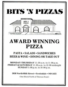1987 BITS 'N PIZZAS Restaurant Scottsdale Arizona Vintage Ad  - Bild 1 von 1