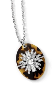 Lia Sophia “Elysian” Tortoise Shell Cut Crystal Accents Pendant Long Necklace - Picture 1 of 4